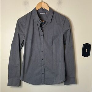 Women’s Halogen Mini Checks Black and White Button Down Size S